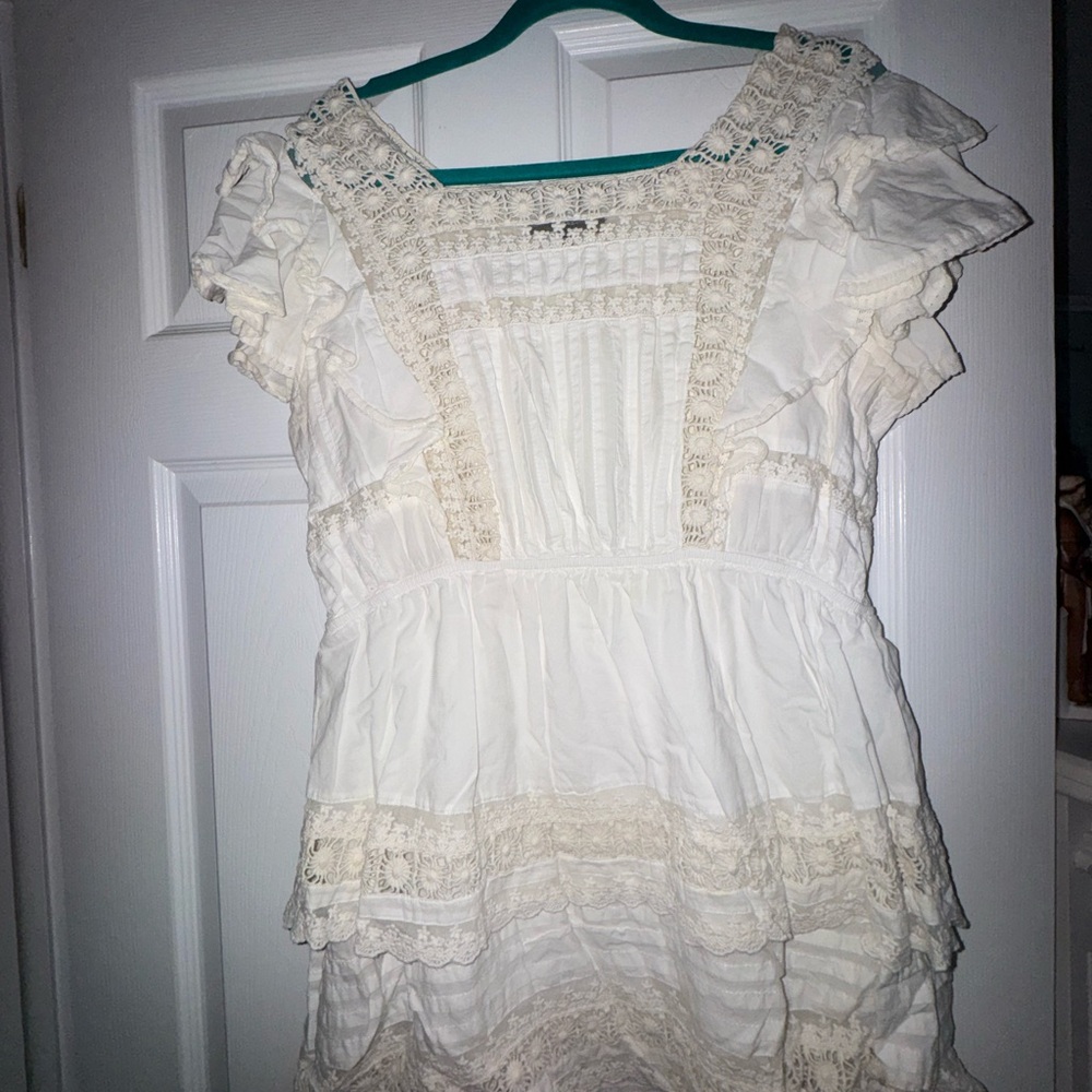 White Lace Ruffle Dress